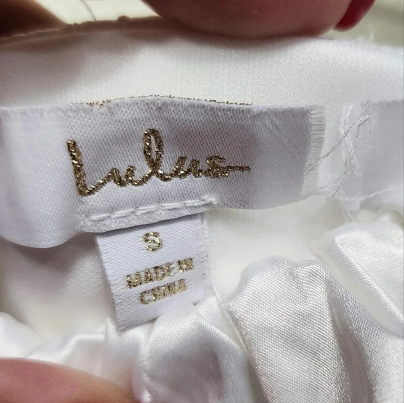 Lulu's Sincerely Passionate White Ruffled Off-the-Shoulder Maxi Dress S Wedding - Picture 13 of 13